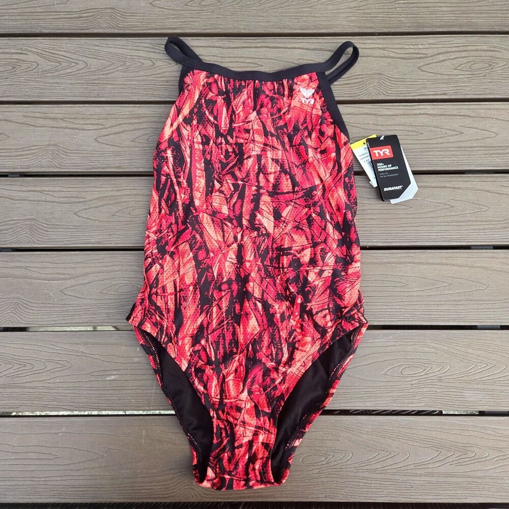 TYR Women's Sagano Red/black 1 Pc Swimsuit, DiamondFit, SZ 34 NEW